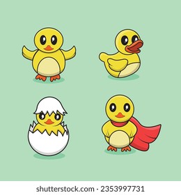 Set of duck character collection