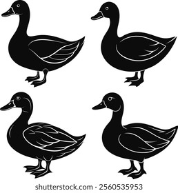 Set of Duck icon silhouette vector illustration