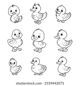 set duck outline on white background