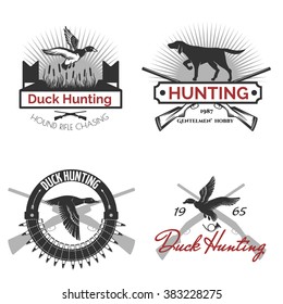 Set Duckhunting Labels Design Elements Stock Vector (Royalty Free ...