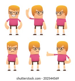 set of dude character in different interactive  poses