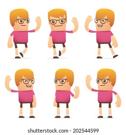 set of dude character in different interactive  poses