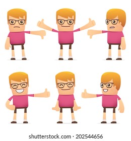 set of dude character in different interactive  poses