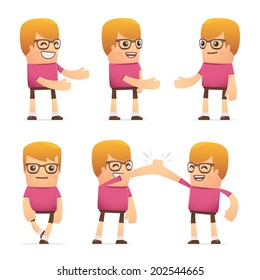 set of dude character in different interactive  poses