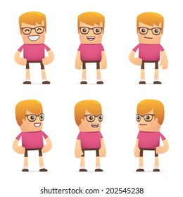 set of dude character in different interactive  poses