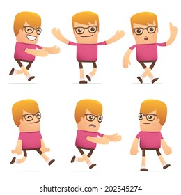 set of dude character in different interactive  poses