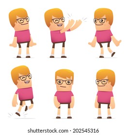 set of dude character in different interactive  poses