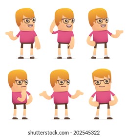 set of dude character in different interactive  poses