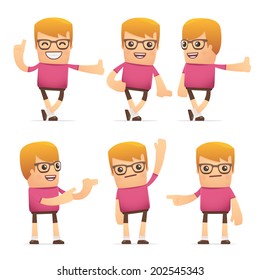 set of dude character in different interactive  poses
