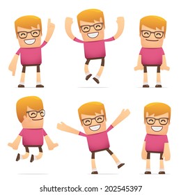 set of dude character in different interactive  poses