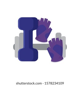 set of dumbbell with fingerless gloves isolated icon vector illustration design