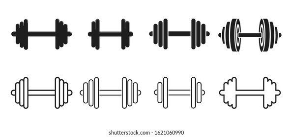 Set of dumbbell gym fitness flat icon vector illustration. EPS 10