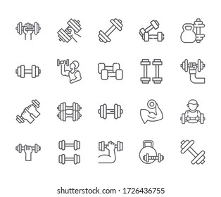 Set of dumbbell Related Vector Line Icons. - vector