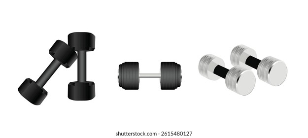 Set of dumbbell vector illustration on white isolated