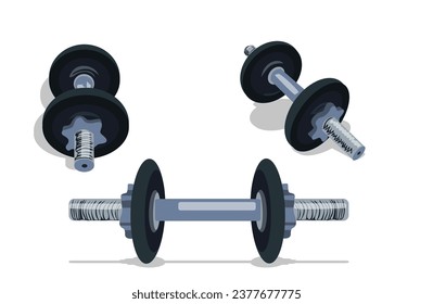 Set of dumbbells isolated on blank background