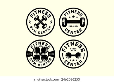 set of dumbbells logo design for bodybuilding, powerlifting, weightlifting, fitness and gym club