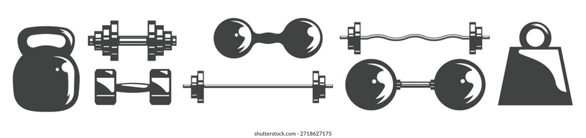 Conjunto de iconos de mancuerna Ilustración vectorial
