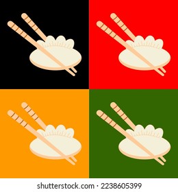 Set of dumpling with chopsticks. Food restaurants, Korean cuisine, Chinese cuisine. Steamed dim-sum, asian food. 