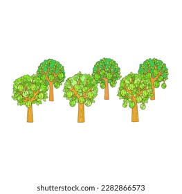 Set Durian Tree on Background Vector.