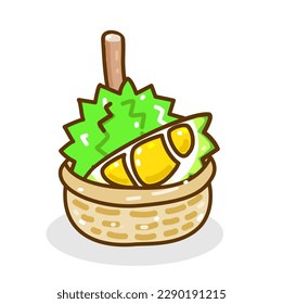 Set Durian Tree on Background Vector.