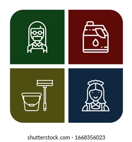 Set of dust icons. Such as Maid, Cleaner, Mop , dust icons