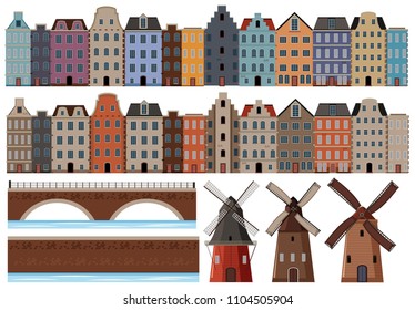 A Set of Dutch Building illustration