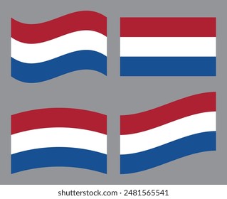 Set of Dutch flag icon vector illustration. Isolated collection of flag of the Netherlands.