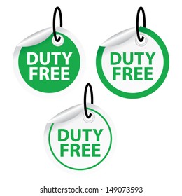 Set of duty free circle tags on white background, vector illustration 