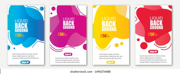 Set of dynamic abstarct geometric liquid shapes.Colorful sale banner template. Modern design for website, presentations or mobille apps. Vector illustration 