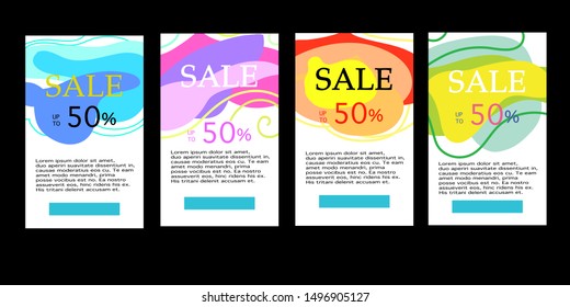 Set of dynamic abstarct geometric liquid shapes.Colorful sale banner template. . vector eps10 