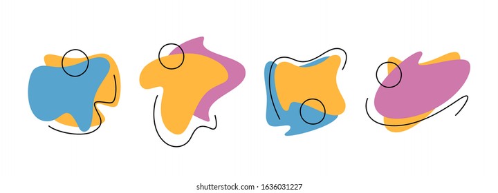 Set of Dynamic Abstract Geometric Shapes. Fluid Design Elements for Minimal Banner, Logo, Social Post. Trendy Modern Elements. Abstract Background. 