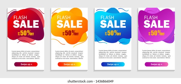 Set of dynamic abstract liquid shapes. Modern design covers for website, presentations or mobile apps. Flash sale abstract template for social media. vector eps10