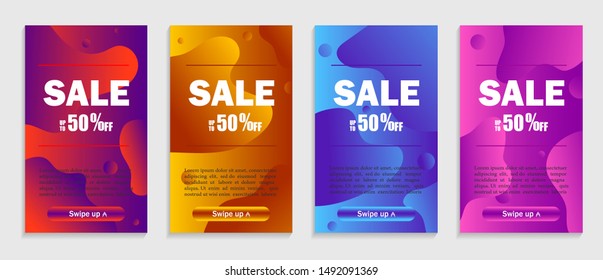 Set of dynamic abstract liquid shapes on coupon. Modern discount covers for website, social media or mobile apps. Discount sale coupon banner template. Trendy background vector illustration