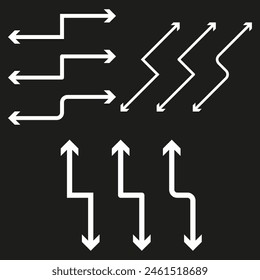 Set of dynamic arrows. Vector directional symbols.