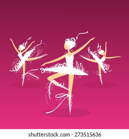 set of dynamic doodle ballet dancers on a stage