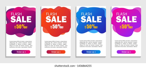 Set of dynamic geometric liquid shapes. Modern design covers for website, presentations or mobile apps. Flash sale template for social media. vector eps10