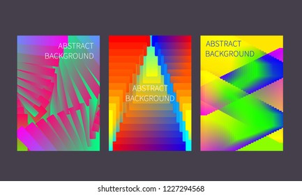 Set of dynamic gradient color geometric posters, bright banners, dynamic shapes. ESP10 vector illustration