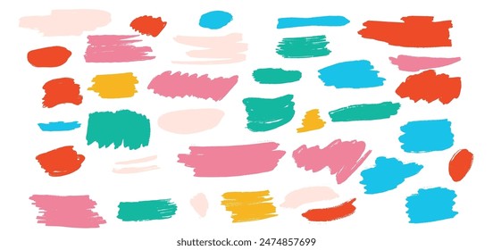 A set of dynamic grunge paint strokes doodles with transparent backgrounds. Ideal for posters, flyers, and social media graphics. Unique artistic touch. Isolated on white background