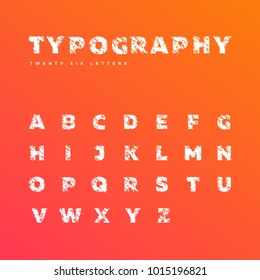 Set with dynamic letters in white color on a color gradient.