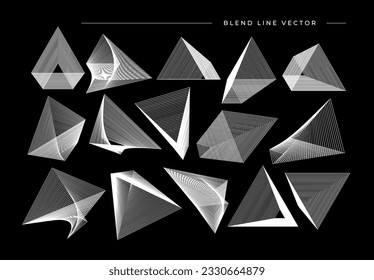 Set of dynamic line abstract triangle icon logo design. Modern blend line logo.