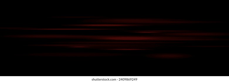Set of dynamic lines, laser beams, neon light rays with glitter and dust on a black background. vector illustration