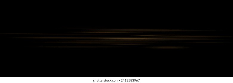 Set of dynamic lines, laser beams, neon light rays with glitter and dust on a black background. vector illustration	