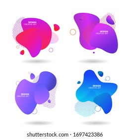 Set Dynamic liquid color shapes  Abstract background. Fluid gradient elements. Form transformation Vector illustration