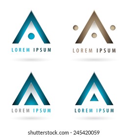 Set of dynamic logos with arrow or triangle shape