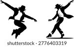 Set of Dynamic Male Dancer Silhouettes in Expressive Performance Poses.