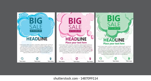 Set of Dynamic modern fluid mobile for flash sale banners. Sale banner template design, Flash sale special offer set. With editable text