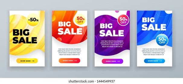 Set of dynamic modern fluid sale banner for social media stories, web page, mobile phone. Sale banner template design special offer set. Eps10 vector. Set of dynamic modern fluid sale banner for social media stories, web page, mobile phone. Sale banner template design special offer set. Eps10 vector.