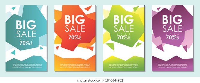 Set of dynamic modern sale banner, discount banner- colorful pastel color - mobile big sale banner, vector eps 10
