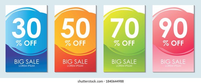 Set of dynamic modern sale banner, discount banner- colorful pastel color - mobile big sale banner, vector eps 10