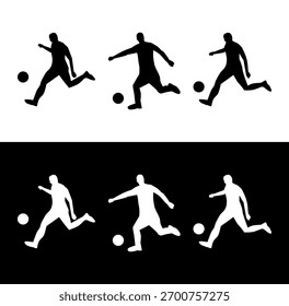 Conjunto de Silhuetas Dinâmicas do Jogador de Futebol em Ação